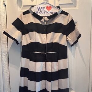 COS Black and Cream vertical stripe cotton dress